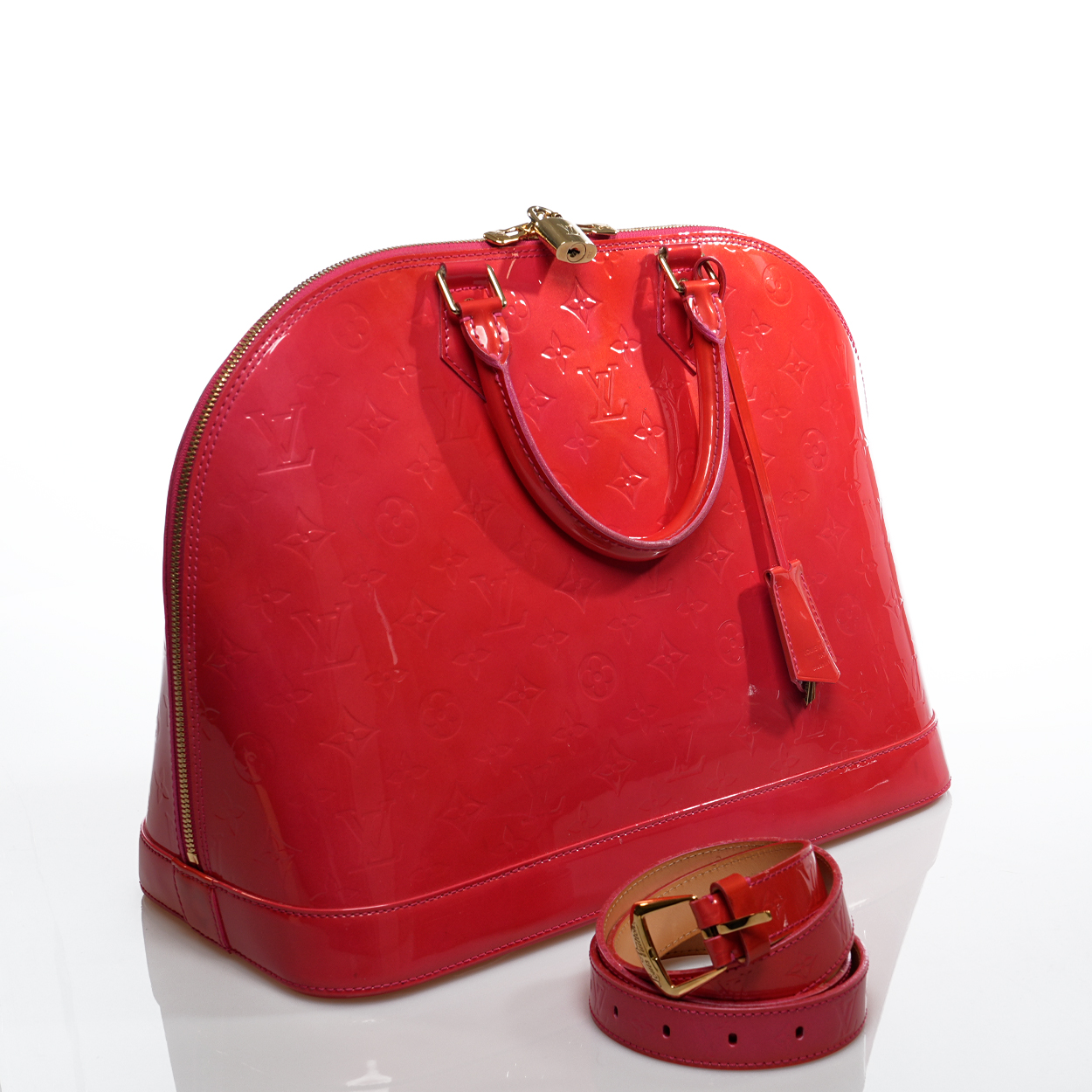 Louis Vuitton - Rose Pop Pink Monogram Vernis Leather Alma GM Bag&Belt